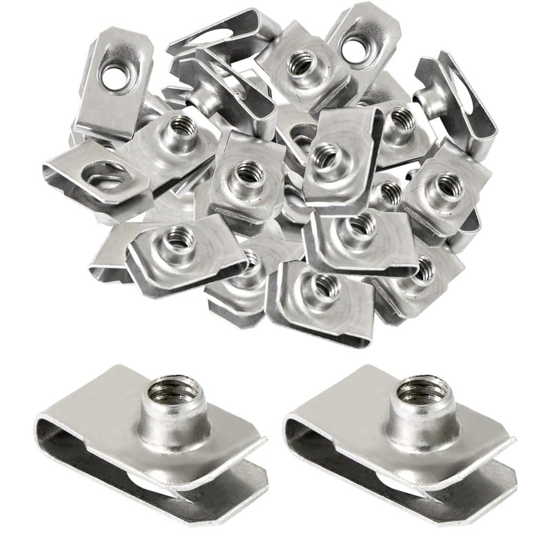 Evecad Store 40 Packs 1/4" - 20 Stainless Steel Regular Extruded U Nuts, U Style Clip-on Nut, U Type Nut, U-nut, U-Type Fasteners - Image 1